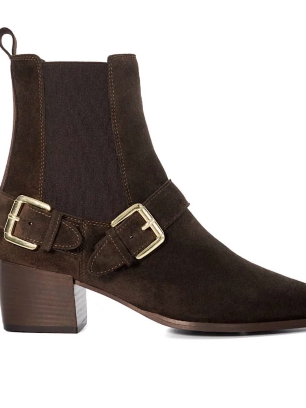 Dune London Classic Women's Brown Suede Chelsea Boot with Buckle size 38/8